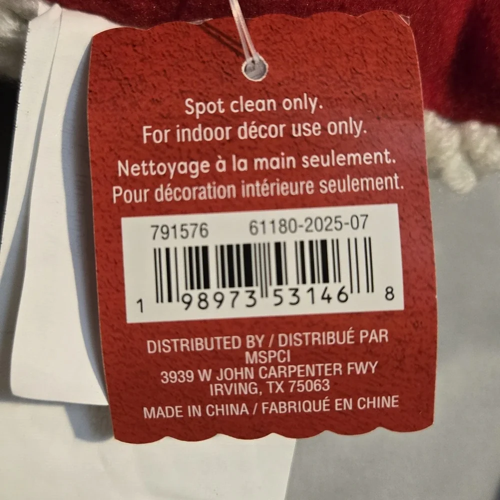 Ashland Peppermint Lane Santa Pillow 16x16 Christmas Hooked NWT